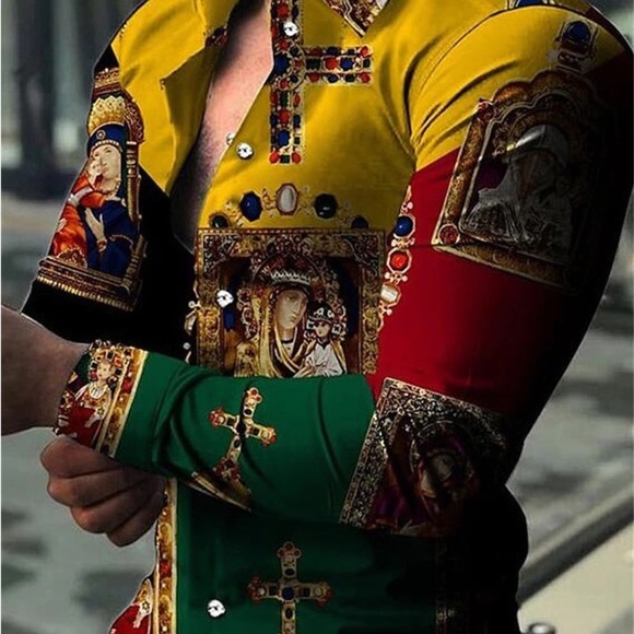 Men’s Cotton, Bamboo, and Microfiber Single Breasted 3-D Printed Club Sh… - Picture 3 of 4